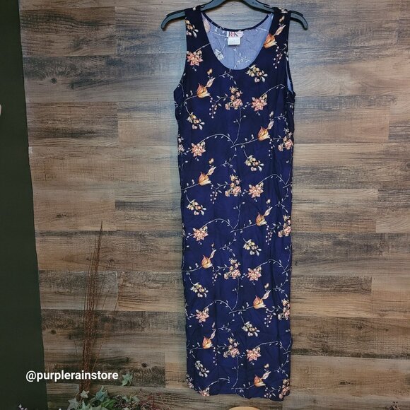 Vtg R&K Originals Floral Maxi Dress 14 Tie Waist Slit Sides 80's 90's Ethereal - Picture 1 of 9